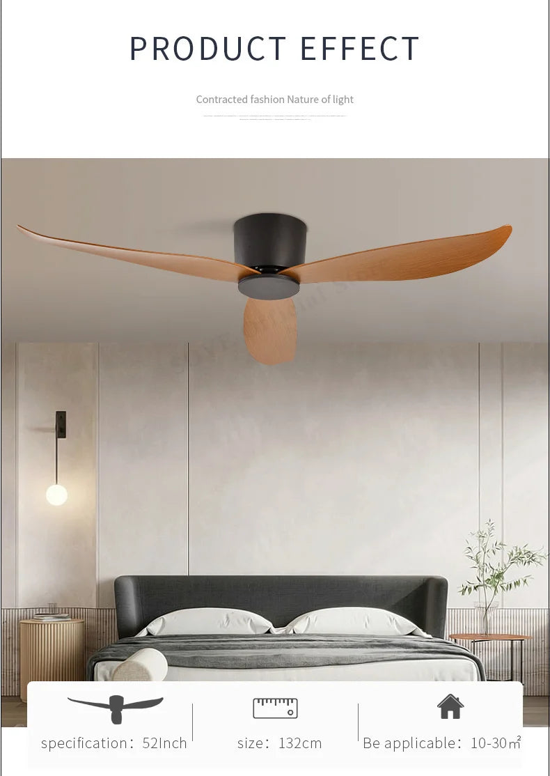Modern DC Motor Ceiling Fan – Low Profile Minimalist for Home Decor