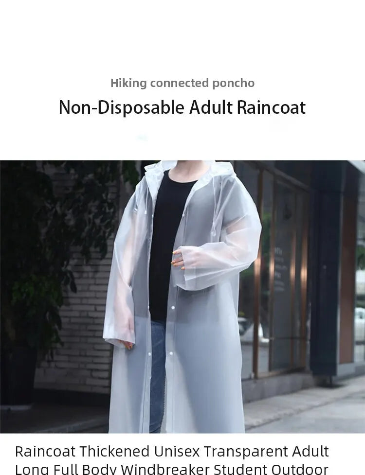 Heavy Duty Waterproof Raincoat – Thickened Hooded Poncho for Outdoor Travel