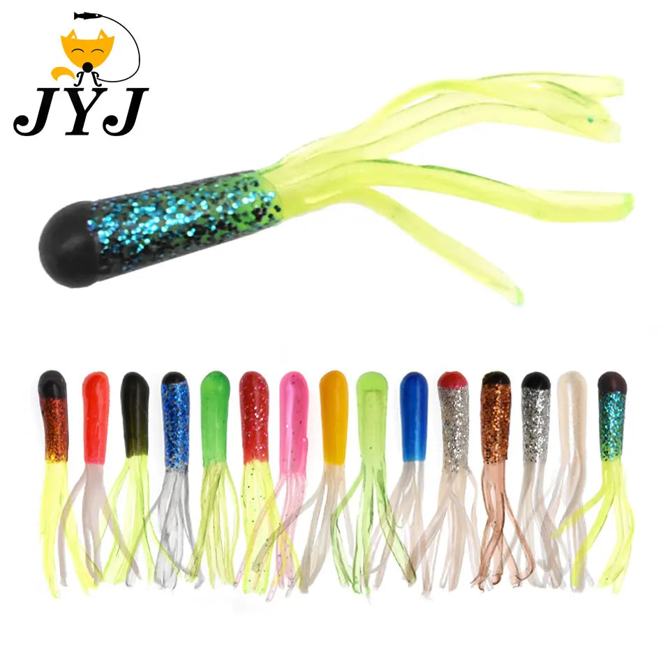 Soft Silicone Tube Worm Lure – 5cm Micro Bait for Bass Perch and Trout Fishing