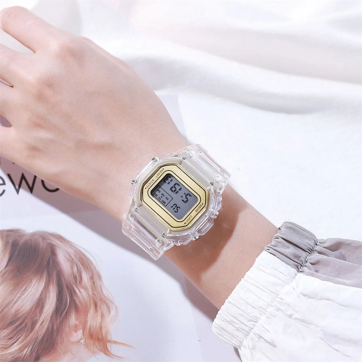 Transparent Digital Sport Wristwatch – Unisex Timepiece for Kids and Adults