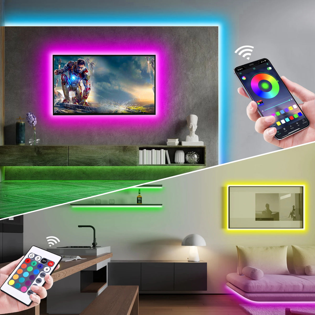Smart RGB Neon LED Strip – WiFi App Controlled Light for Home Gaming Decor