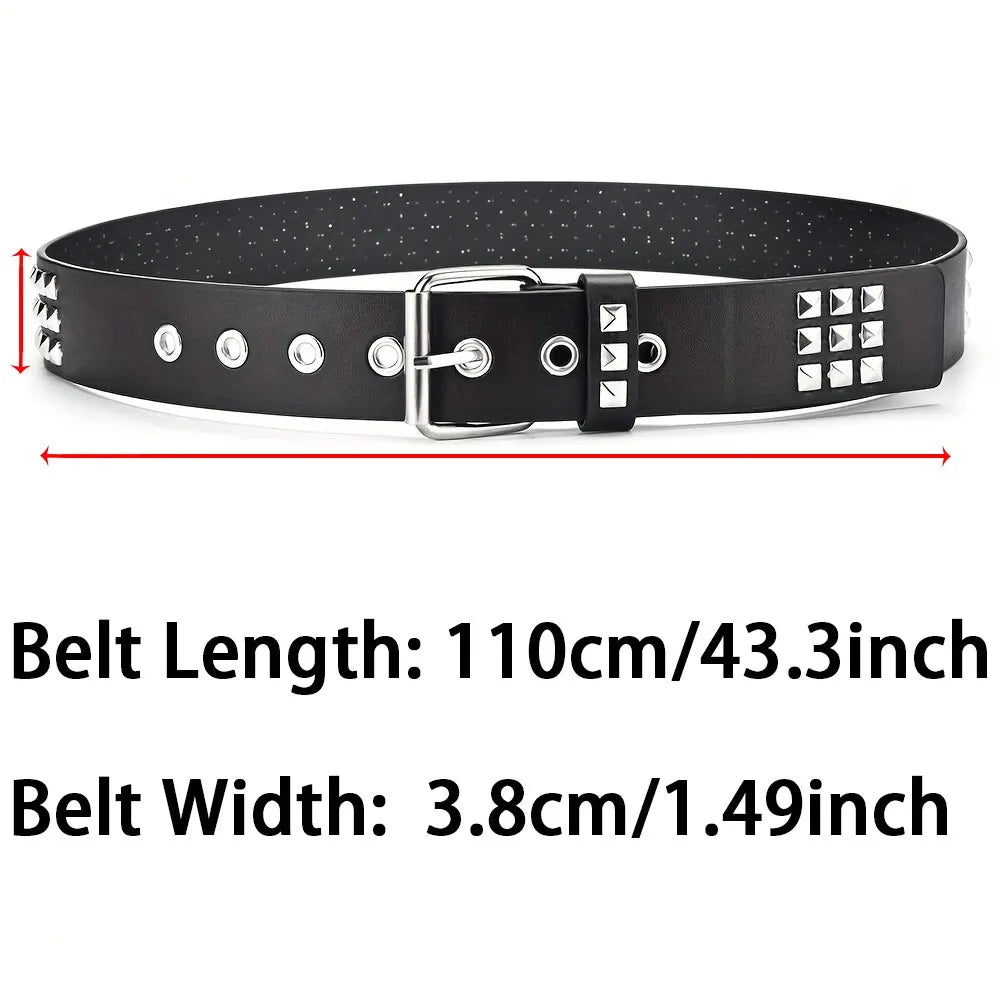Punk Pyramid Rivet Belt – Metal Studded Hardware for Unisex Y2K Fashion