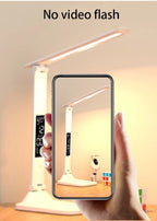 LED Desk Lamp – Rechargeable Touch Light with Alarm and Thermometer for Study