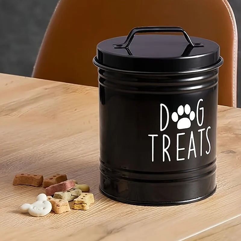 Metal Pet Treat Container – Airtight Food Storage Jar for Dogs and Cats