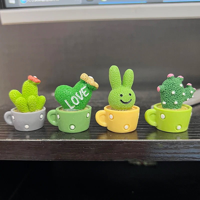 Mini Resin Succulent Cactus Pots – Decorative Plants for Home and Office