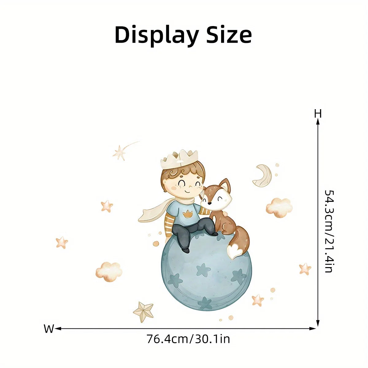 Cute Prince Fox Wall Decals – Cartoon Balloon Star Decor for Nursery Bedroom