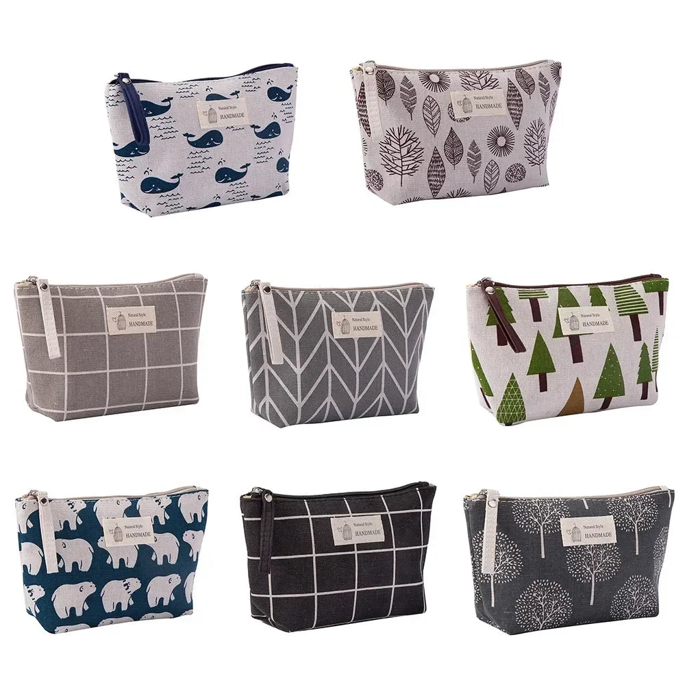 Canvas Small Cosmetic Bag – Portable Makeup Organizer for Travel