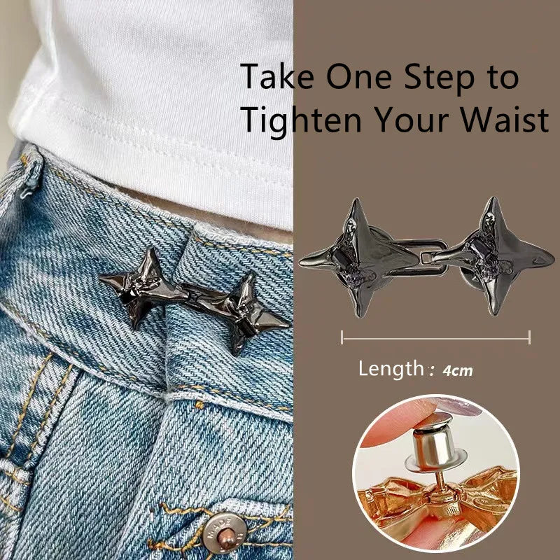 Adjustable Star Waist Buckle – Metal Jean Tightening Tool for Fashion