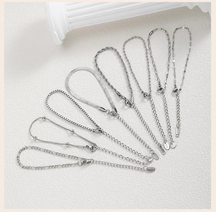 Stainless Steel Link Chain Bracelet – Stackable Silver Jewelry for Women