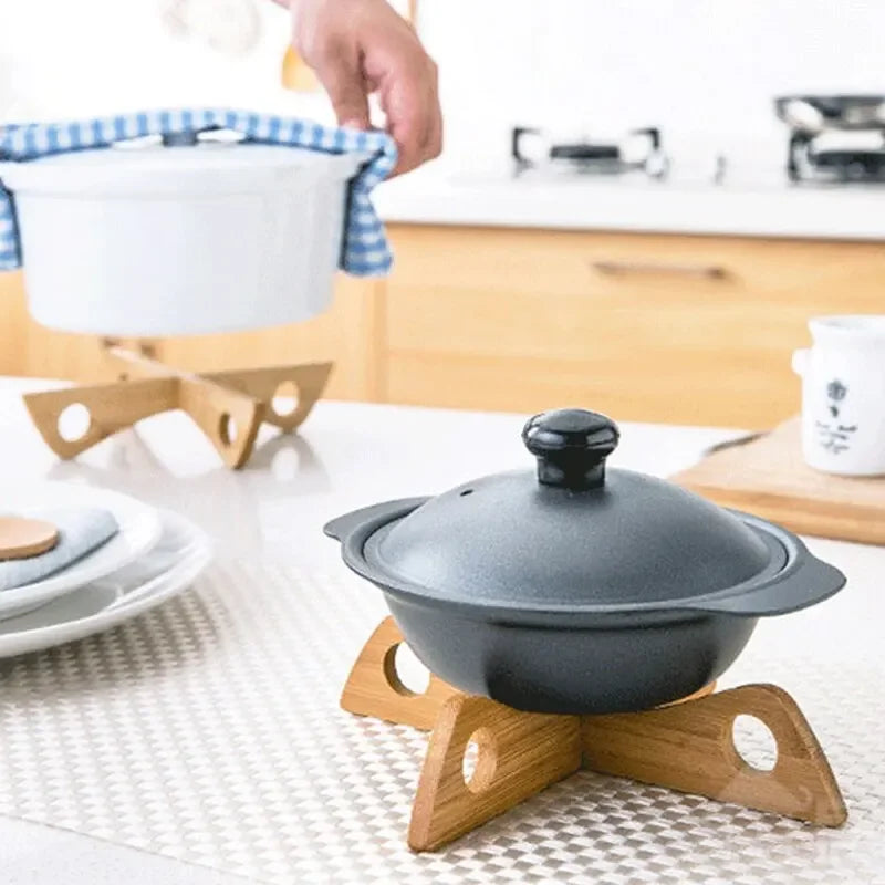 Wooden Cross Trivet – Heat-Resistant Foldable Mat for Kitchen Dining