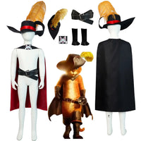 Puss in Boots Cosplay Costume Set – Cat Swordsman Cloak and Hat for Kids