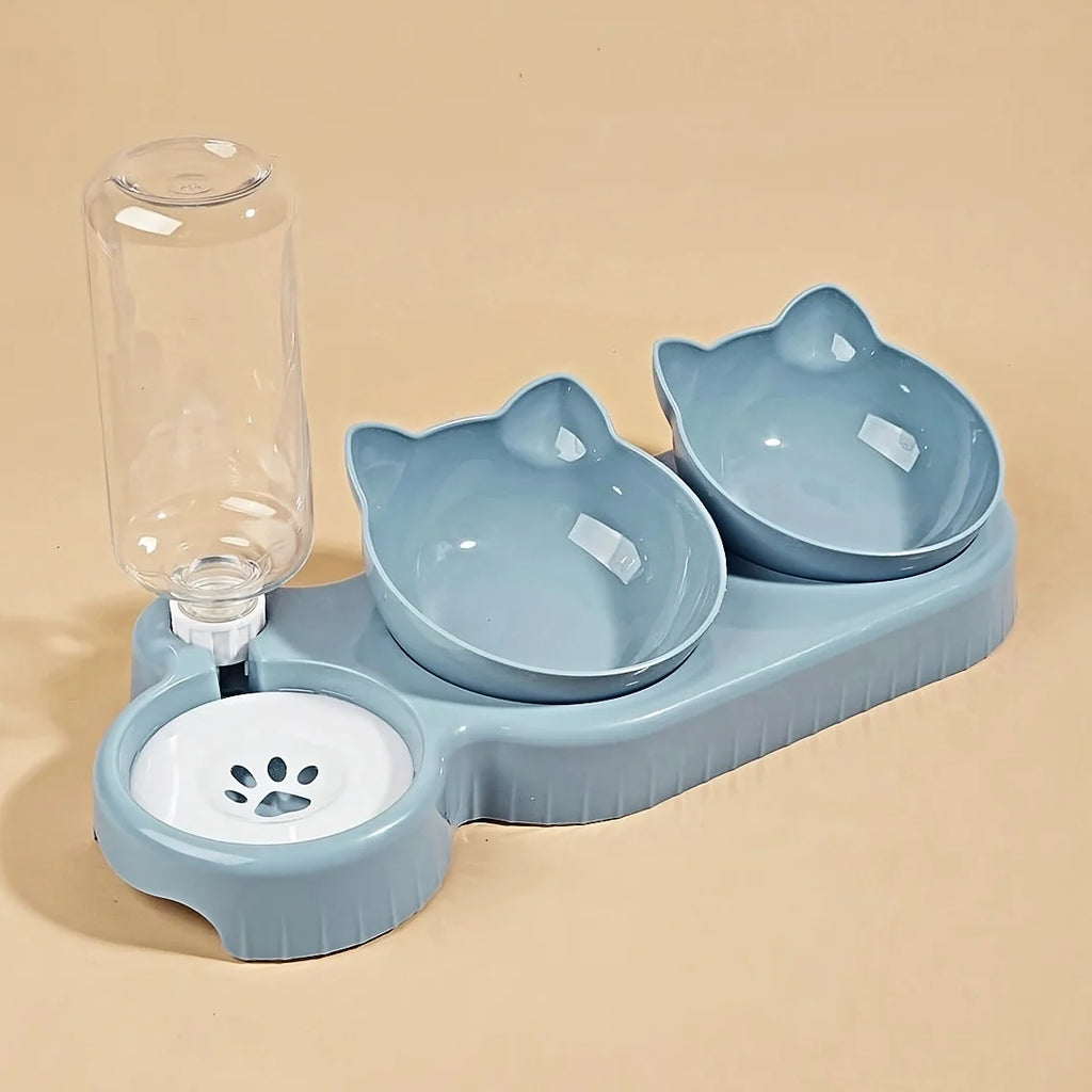 Tilted Cat Bowl Set – Gravity Water Feeder for Neck Protection