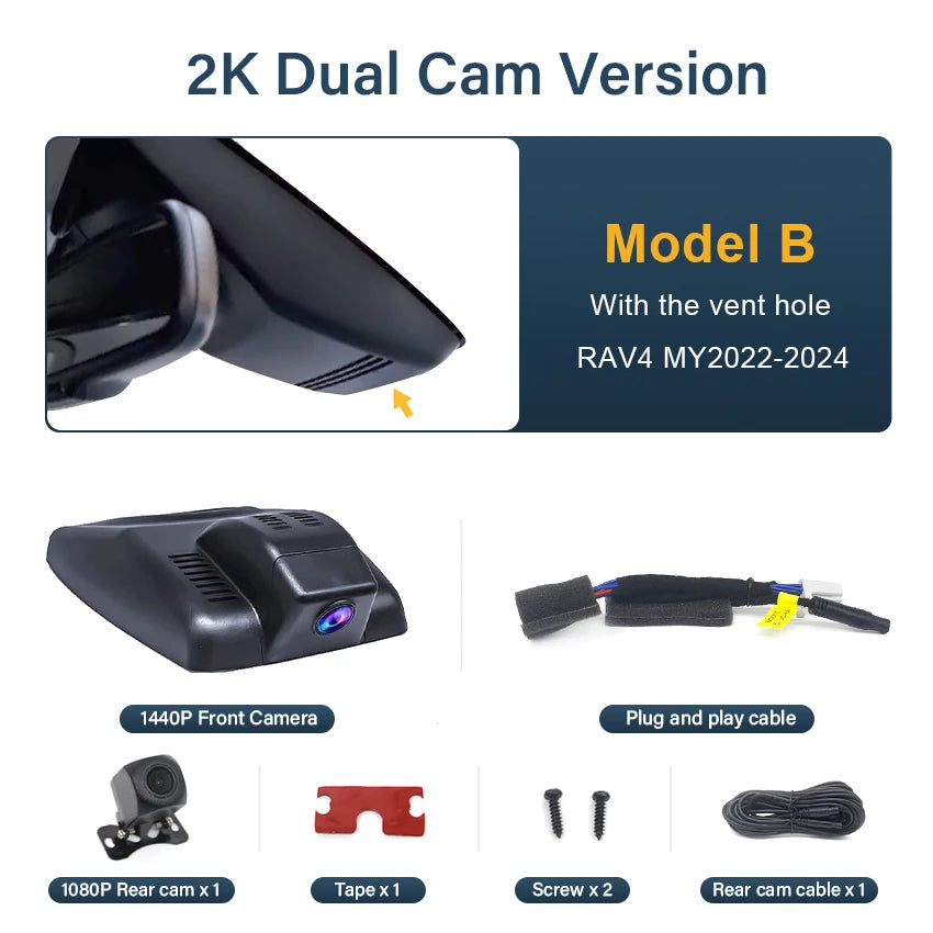 4K HD Dash Cam – WIFI Car Video Recorder for Toyota RAV4