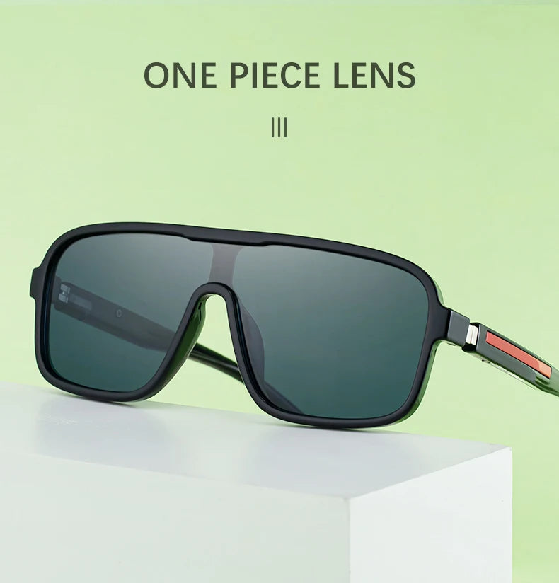 Oversized Polarized Rectangle Sunglasses – Vintage Steampunk for Men