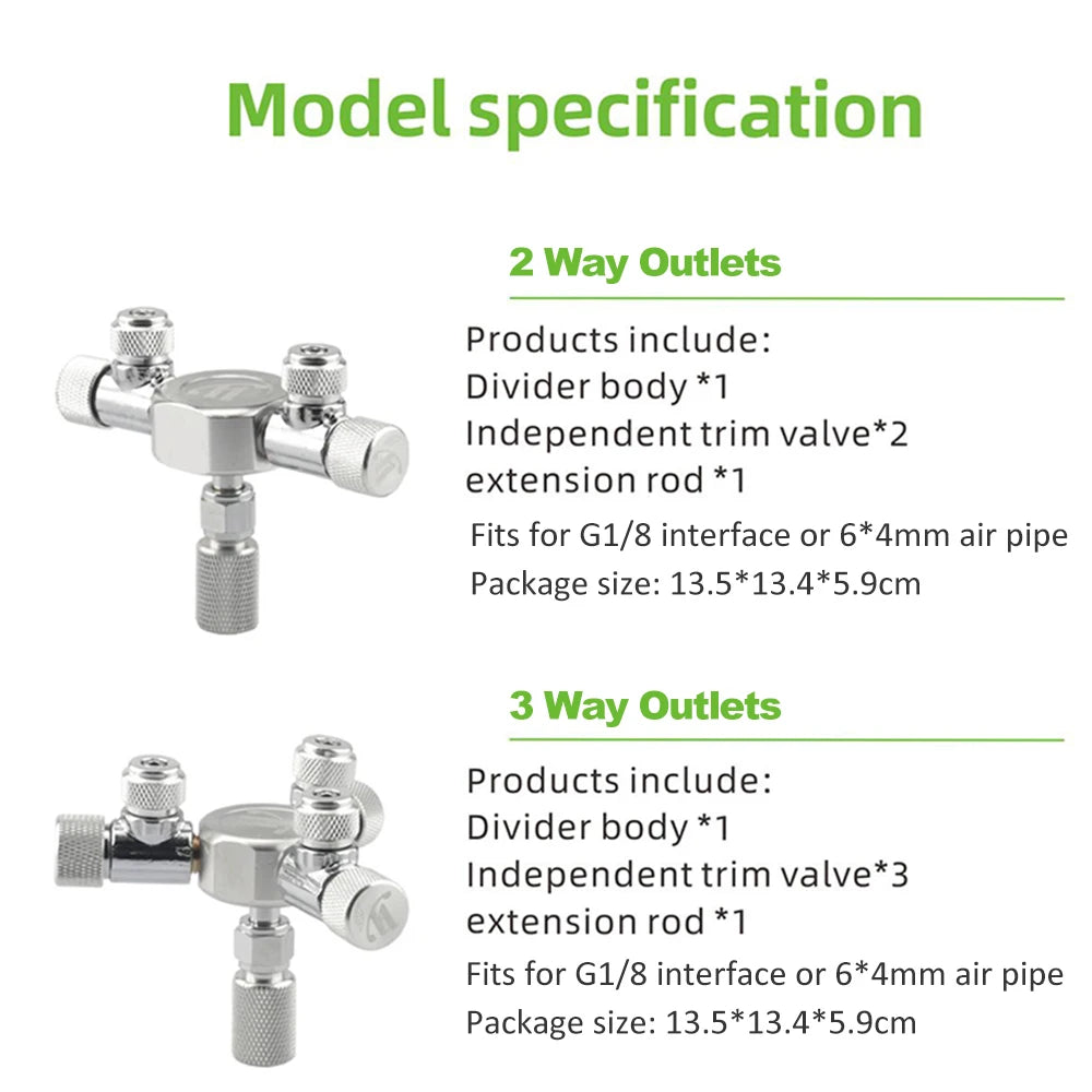 CO2 Splitter Regulator – 2-Way Needle Valve for Aquarium Tank Systems