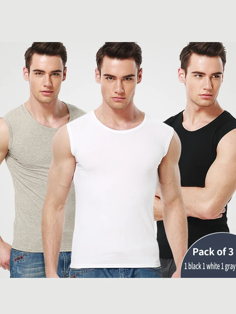 Cotton Sleeveless Compression Vest – Men's Athletic Shirt for Gym Fitness