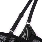 Wetlook Leather Push Up Bralette – Underwire Lace Lingerie for Sexy Cosplay