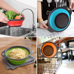 Collapsible Silicone Colander – Foldable Strainer for Kitchen Fruit Washing