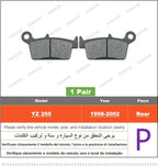 Brake Pad Set – Front and Rear Disc Brakes for Yamaha YZ250 and YZ250F
