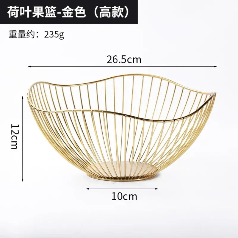 Modern Iron Fruit Basket – Decorative Wire Storage Bowl for Home Kitchen