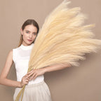 Faux Pampas Grass Decor – 39-inch Fluffy Reed Bouquet for Boho Home Wedding