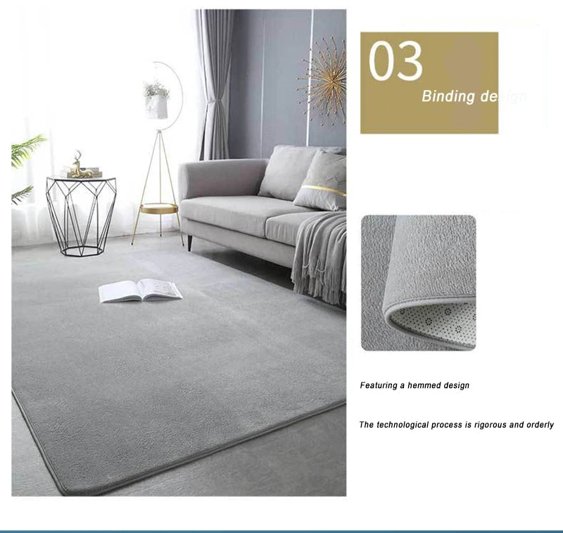 Coral Velvet Area Rug – Soft Rectangular Mat for Living Room and Bedroom