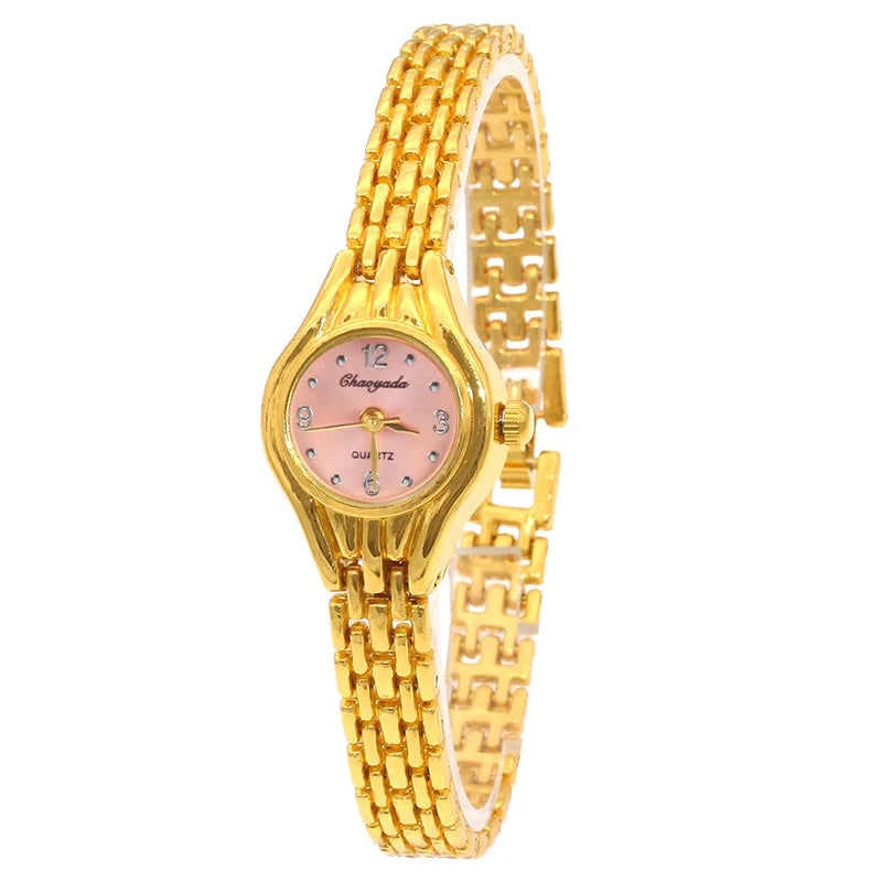 Gold Plated Quartz Bracelet Watch – Elegant Analog Timepiece for Women