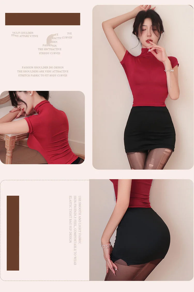 Secretary Uniform Pencil Skirt – Slim Fit Roleplay Costume for Women