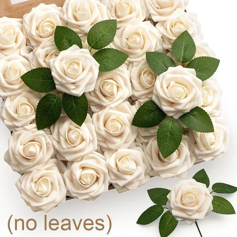 Artificial Foam Rose Heads – Realistic Silk Flowers for DIY Wedding Decor