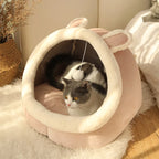 Foldable Cave Cat Bed – Washable Plush Sleeping Mat for Small Pets
