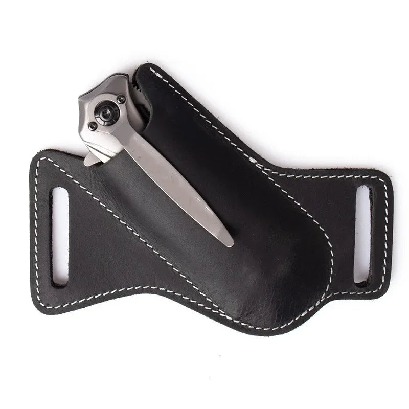 Leather Folding Knife Sheath – Anti-Scratch Belt Holster for Camping Tools
