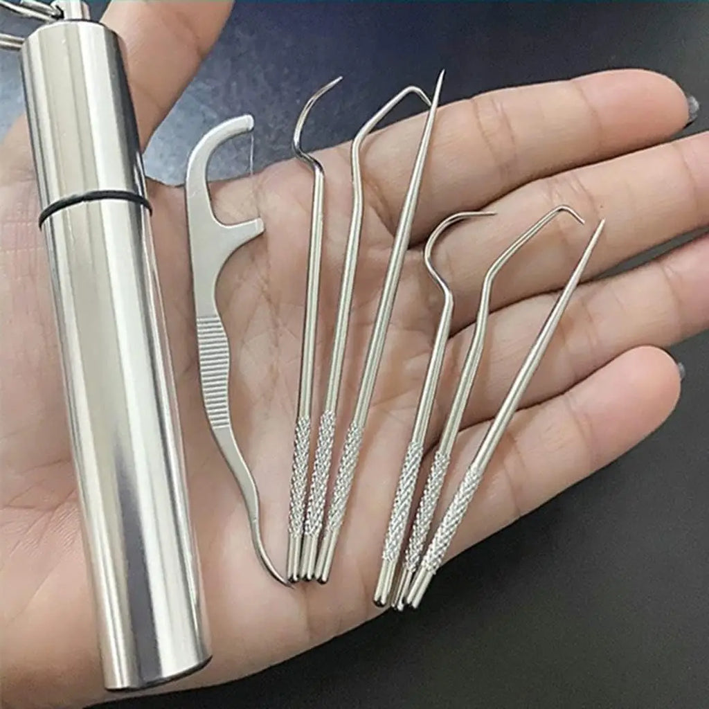 Reusable Aluminum Toothpick Set – Portable Oral Cleaning for Dental Hygiene