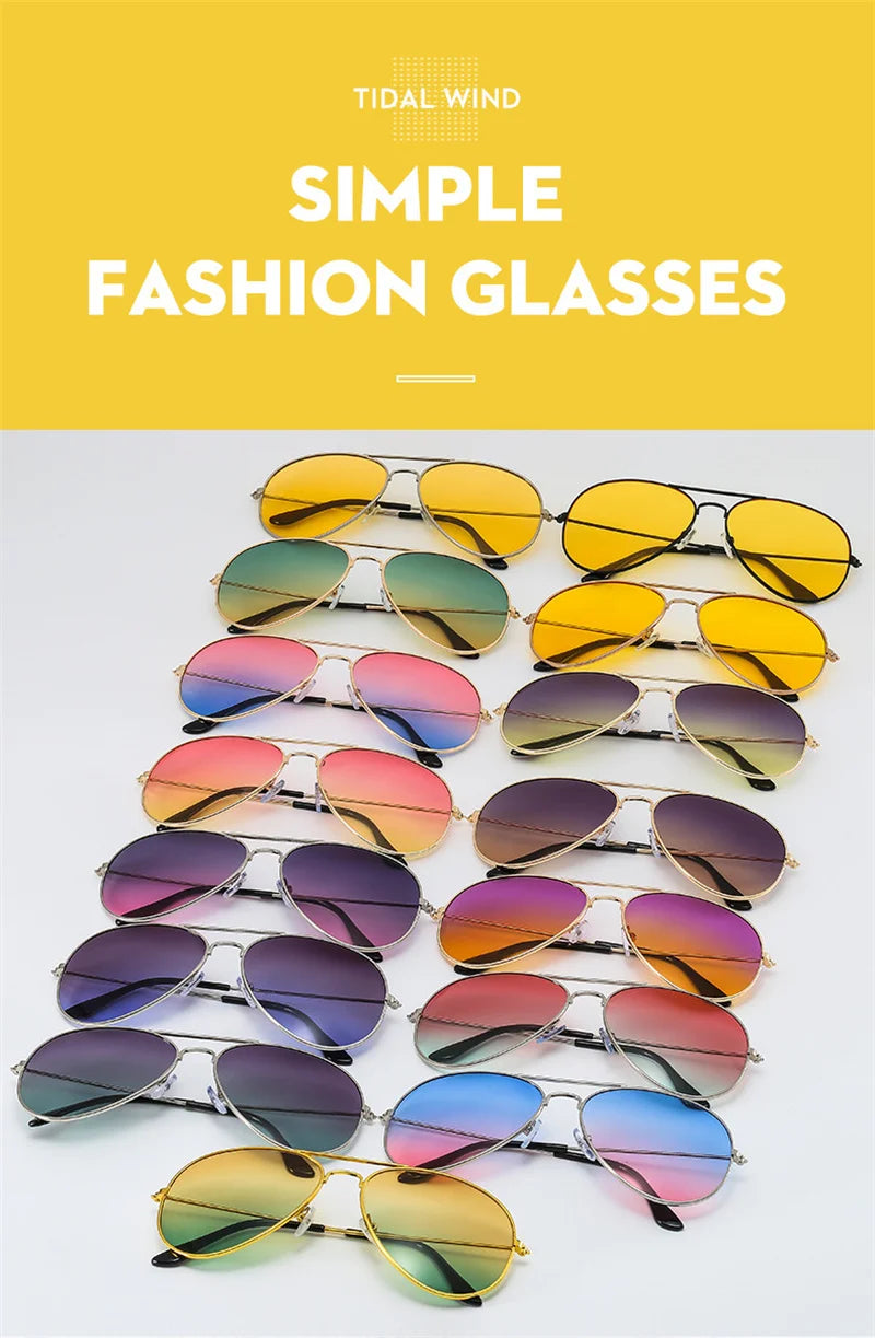 Double Bridge Aviator Sunglasses – Alloy Frame Gradient Lenses for Unisex Fashion