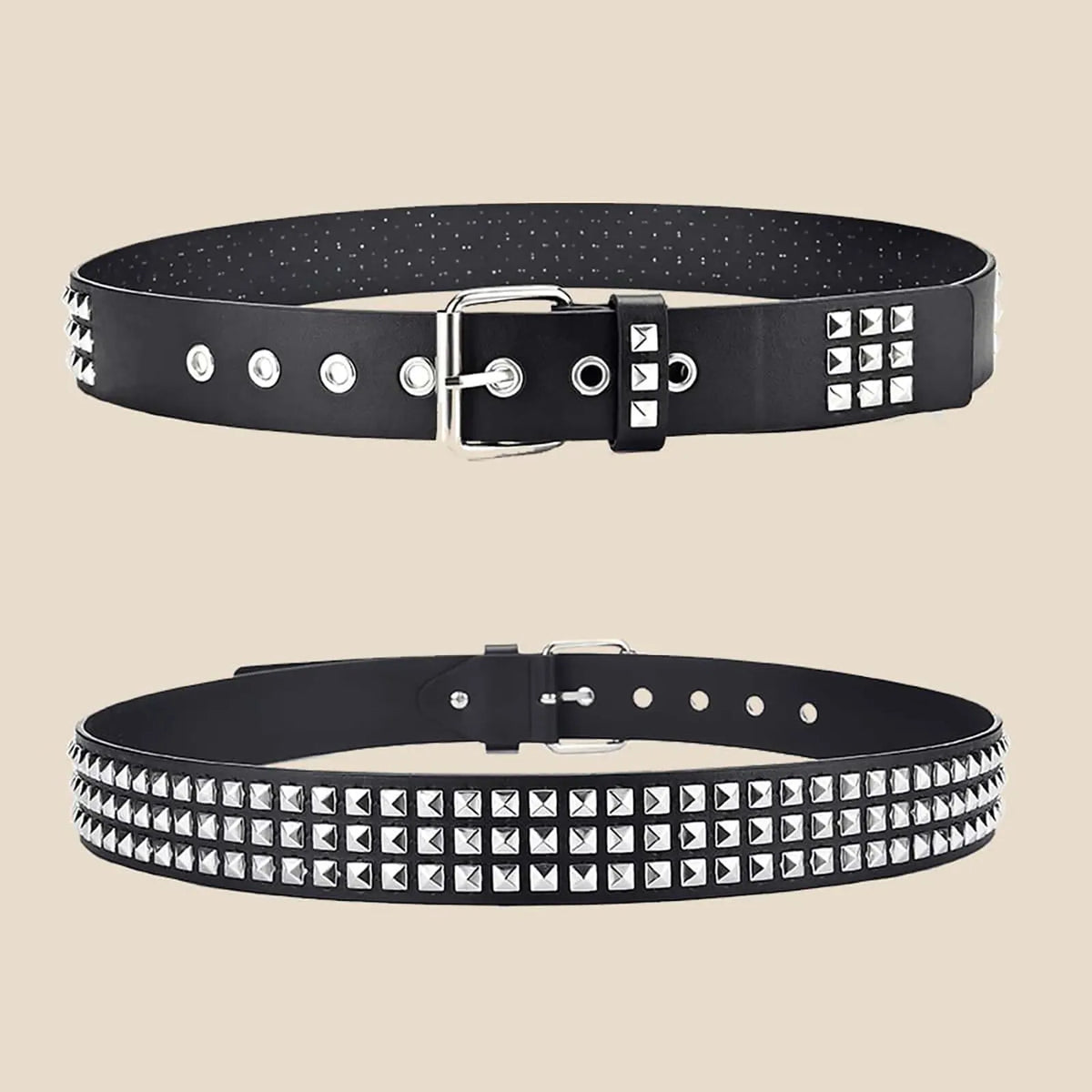 Punk Pyramid Rivet Belt – Metal Studded Hardware for Unisex Y2K Fashion