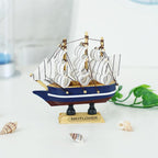 Mediterranean Wooden Boat Decor – Nautical Ship Ornament for Home Decoration