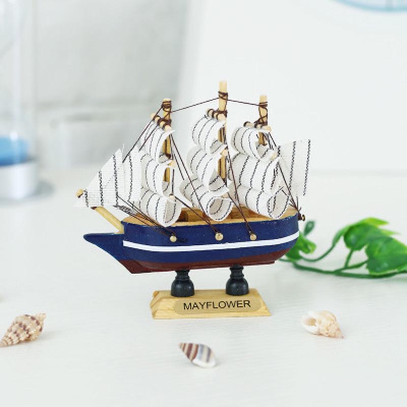 Mediterranean Wooden Boat Decor – Nautical Ship Ornament for Home Decoration