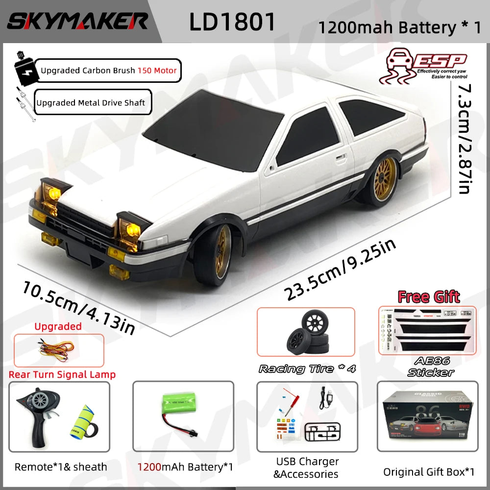 1:18 RC Drift Car – 2.4G Remote Control Vehicle with Gyro for Hobby Racing