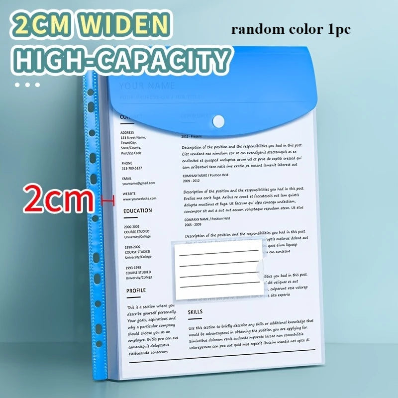 A4 Loose Leaf File Bags – 11-Hole Expandable Binder Pockets for Office School
