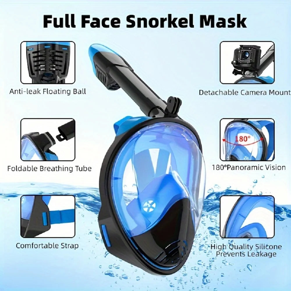 Full Face Snorkel Mask – Anti-Fog Panoramic View for Diving and Swimming