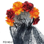Mexican Rose Flower Crown – Boho Floral Headpiece for Halloween Party Wedding