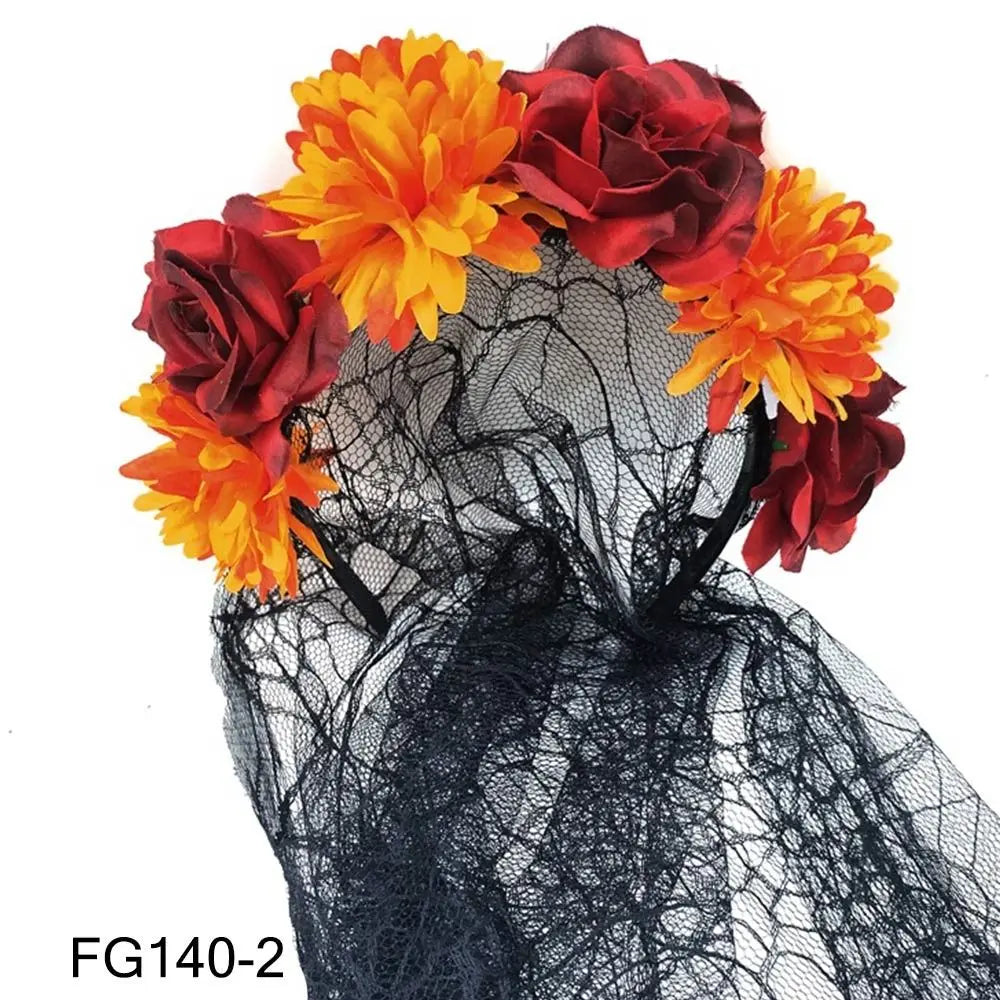 Mexican Rose Flower Crown – Boho Floral Headpiece for Halloween Party Wedding