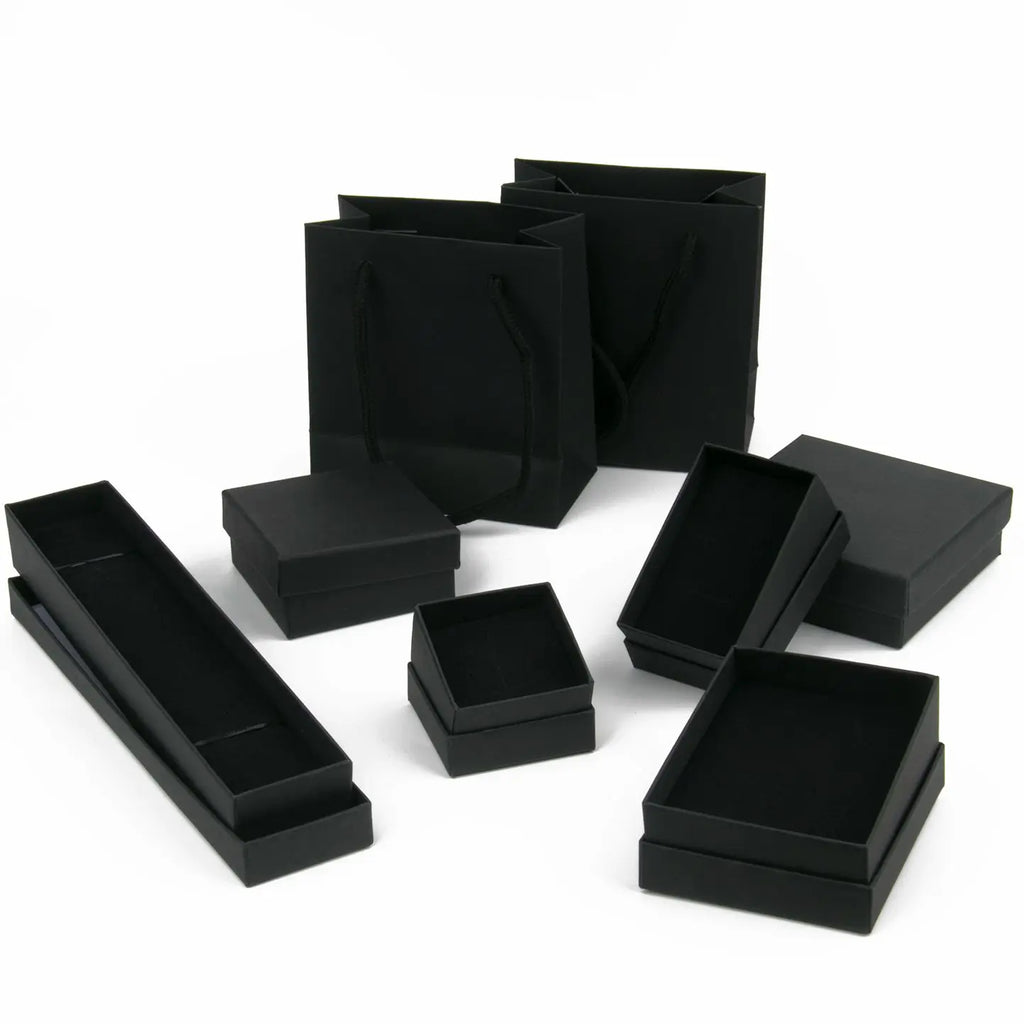 Black Square Jewelry Box – Velvet Display Organizer for Rings and Earrings