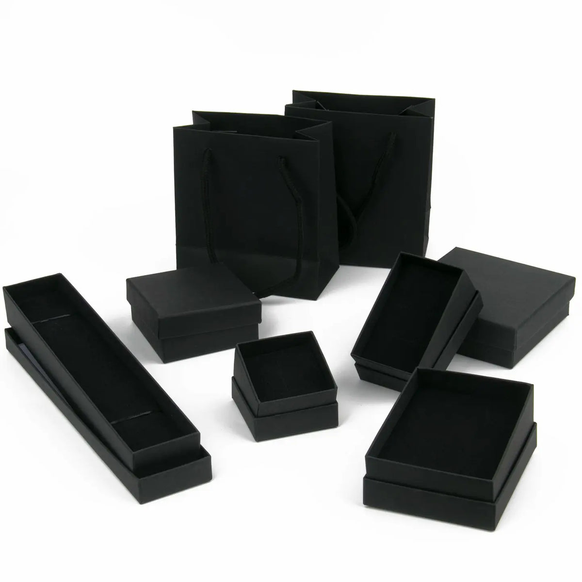 Black Square Jewelry Box – Velvet Display Organizer for Rings and Earrings