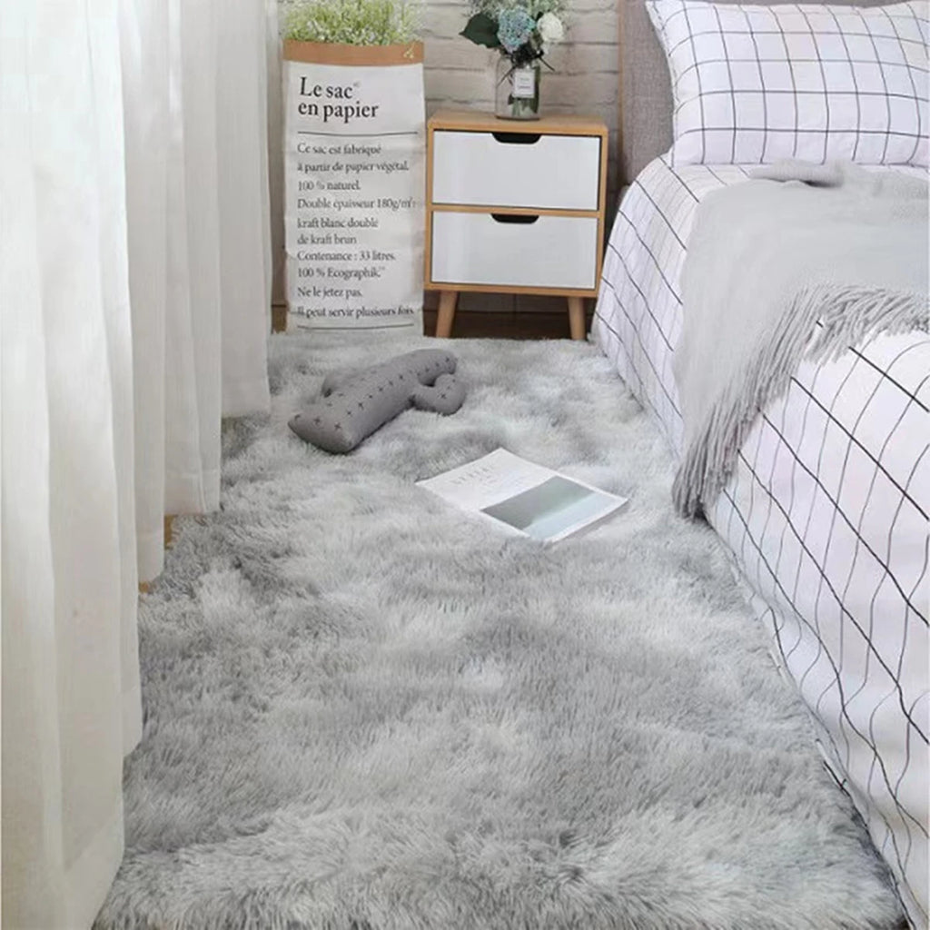 Tie-Dyed Shag Area Rug – Fluffy Non-Slip Carpet for Bedroom and Living Room