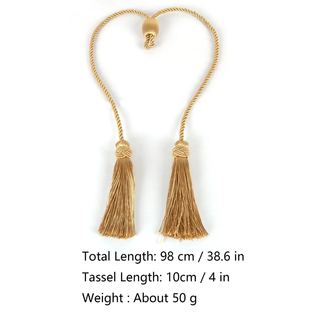 Gold Tassel Curtain Tiebacks – Braided Polyester Rope for Home Decoration