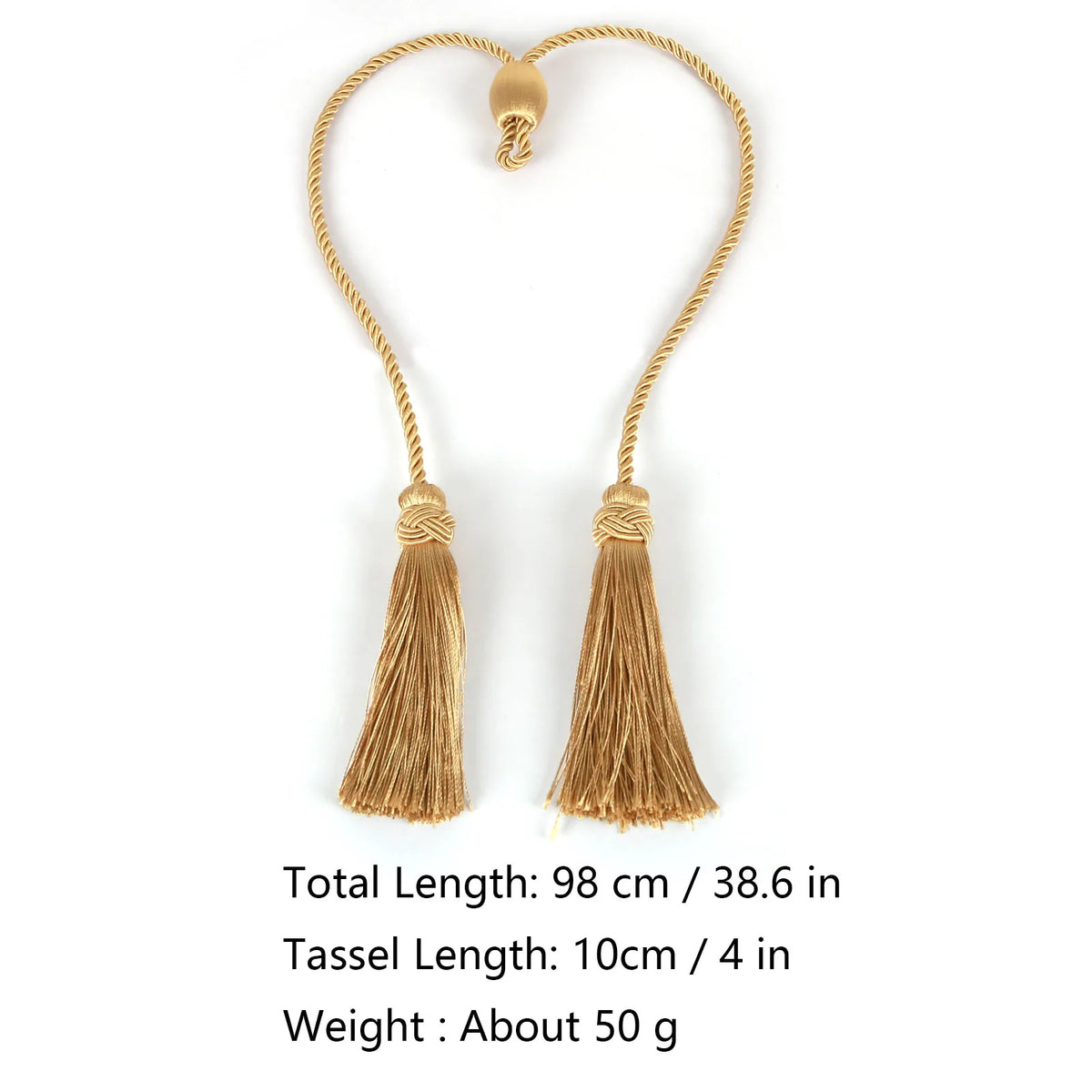 Gold Tassel Curtain Tiebacks – Braided Polyester Rope for Home Decoration