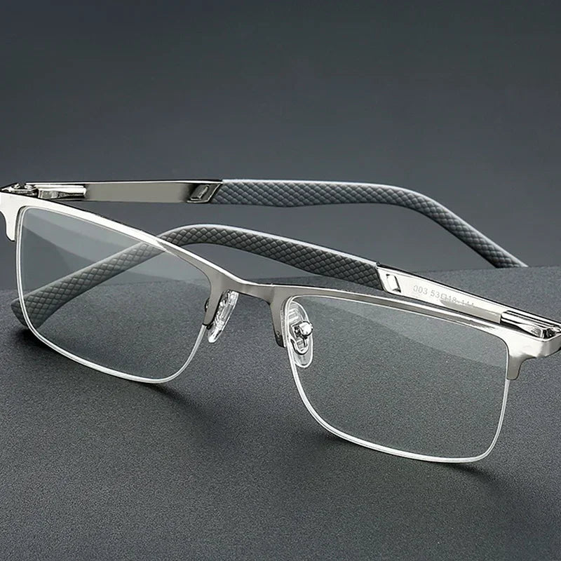 Metal Half-Frame Reading Glasses – Anti-Blue Light Eyewear for Business