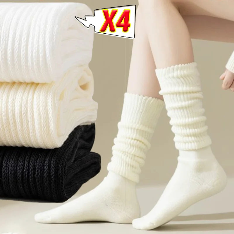 Knitted Mid-Tube Socks – Soft Vintage Cotton for Sports and Leisure