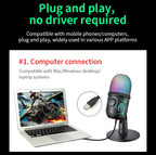 USB Gaming Microphone – Noise Cancelling Condenser for Podcast Recording