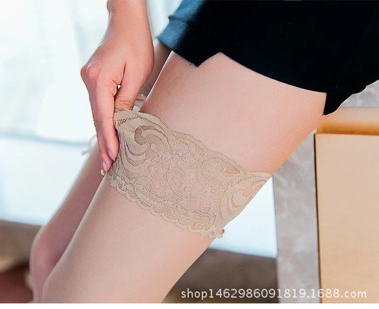 Silicone Lace Thigh High Stockings – Ultra Thin Non-Slip Hosiery for Fashion